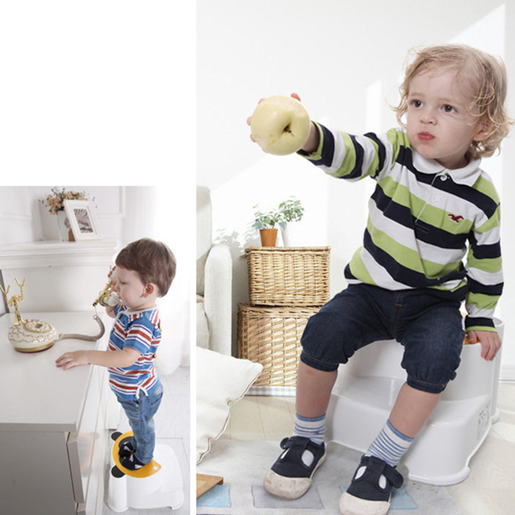 Baby Double Step Stool for Kids Anti-Slip Childs Foot Stool Blue