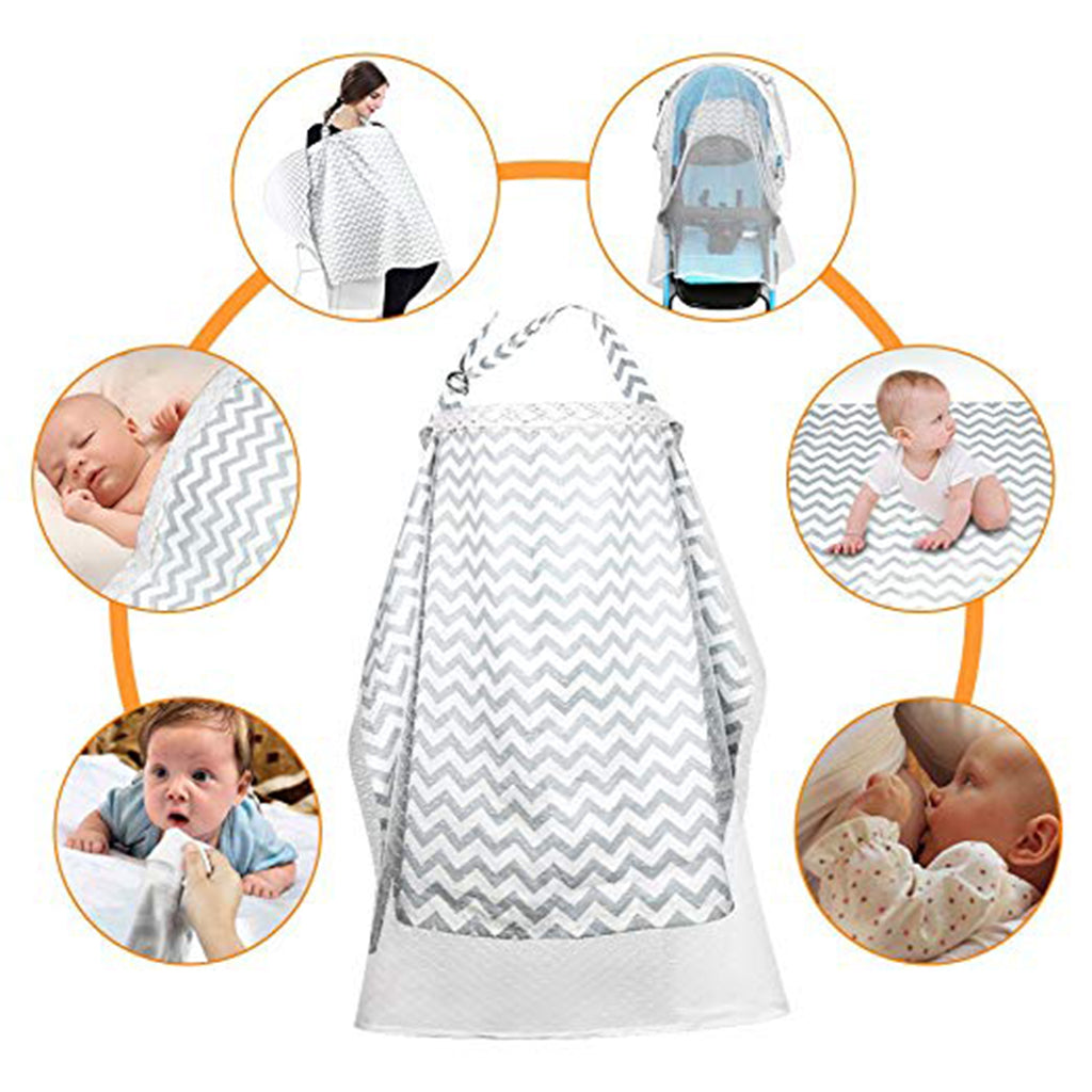 Premium Cotton Nursing Cover For Breastfeeding Infants Gray Weave