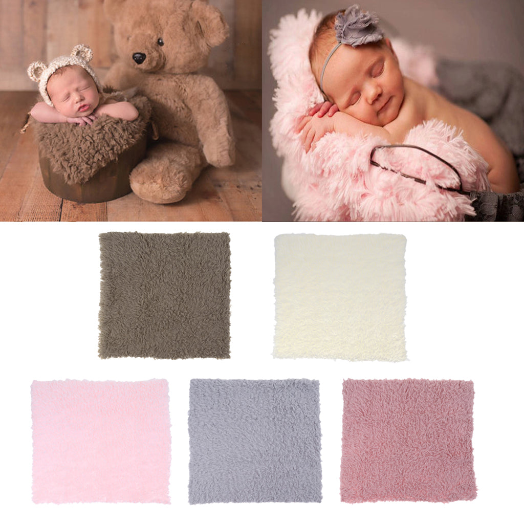 DIY Baby Photo Props Newborn Photography Soft Fur Quilt Mat Blanket Rug Brown