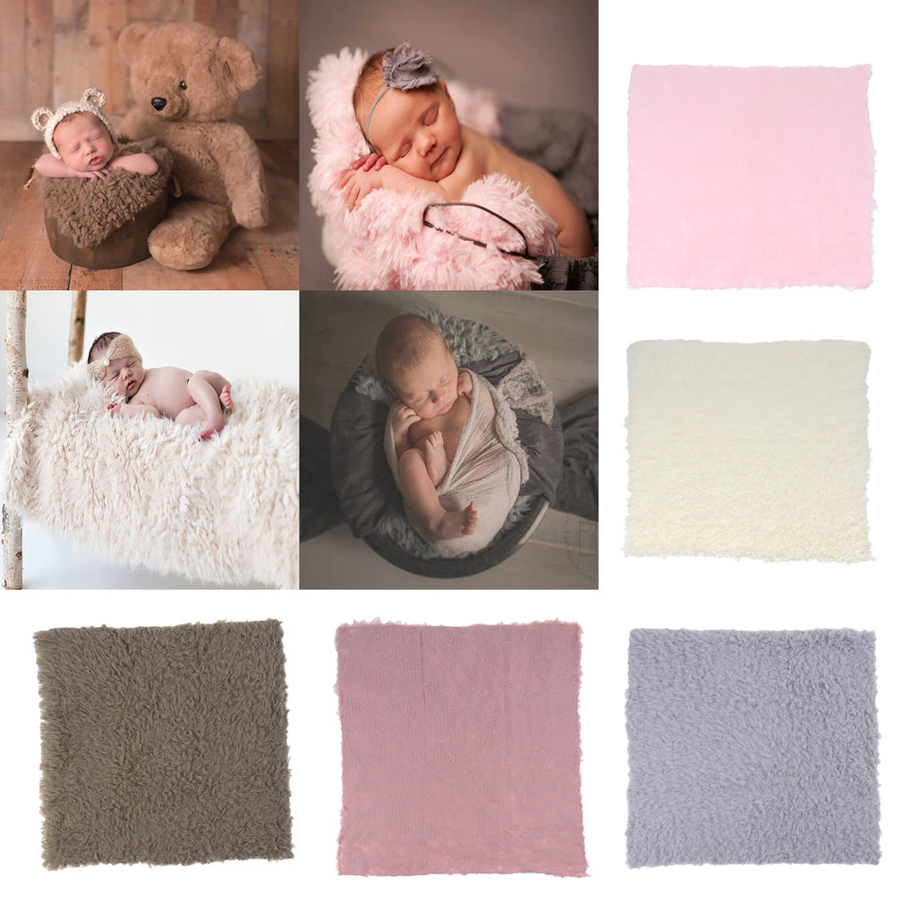 DIY Baby Photo Props Newborn Photography Soft Fur Quilt Mat Blanket Rug Brown