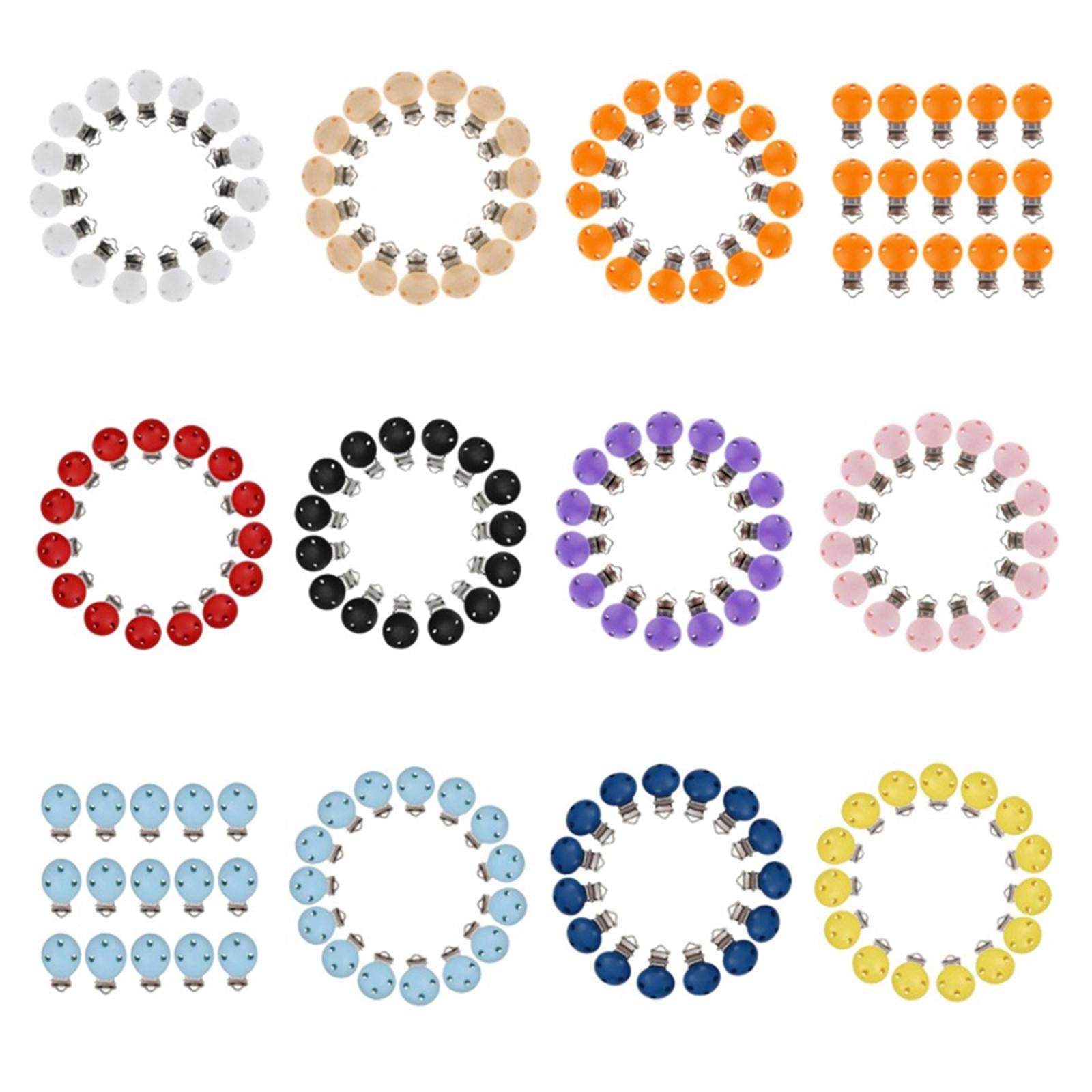 15pcs Round Holes Wooden Dummy Pacifier Clip for Infant Baby Natural