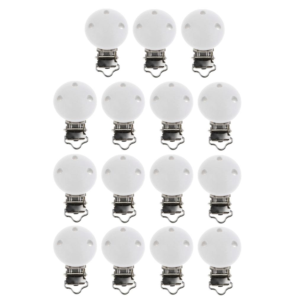 15pcs Round Holes Wooden Dummy Pacifier Clip for Infant Baby White