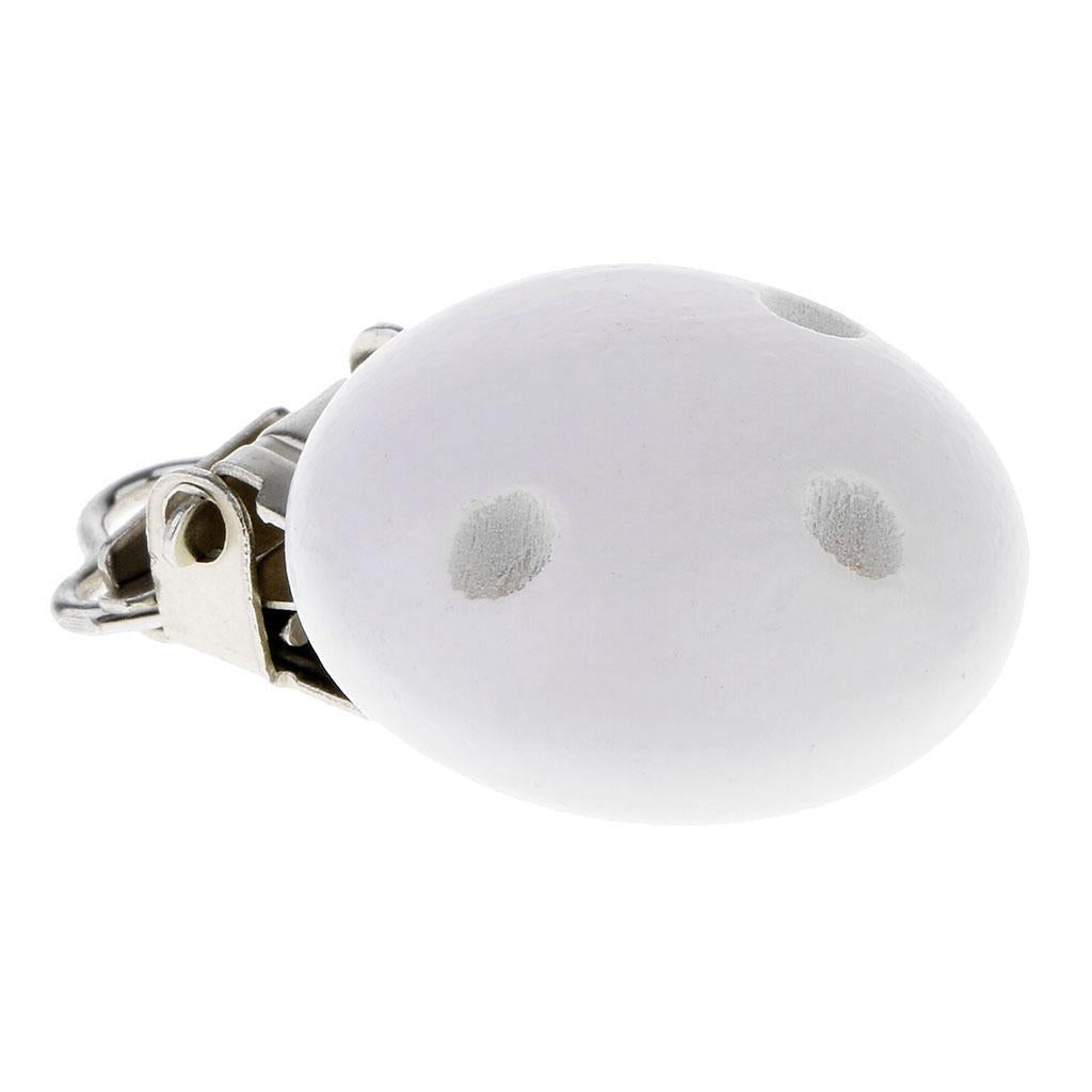 15pcs Round Holes Wooden Dummy Pacifier Clip for Infant Baby White