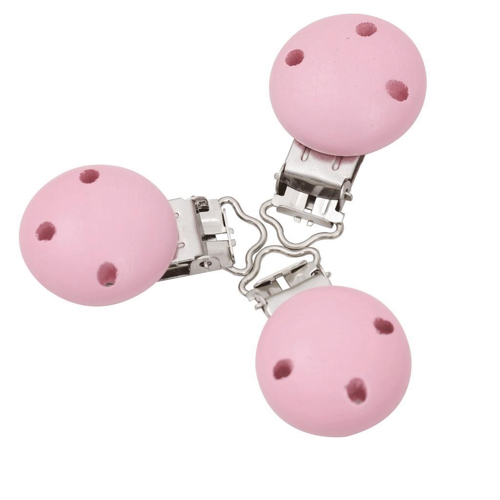 15pcs Round Holes Wooden Dummy Pacifier Clip for Infant Baby Pink