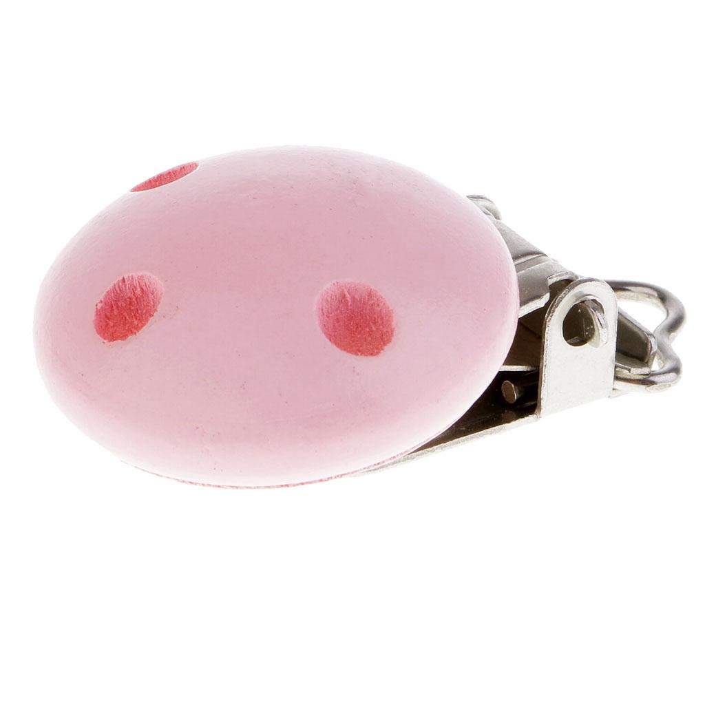 15pcs Round Holes Wooden Dummy Pacifier Clip for Infant Baby Pink