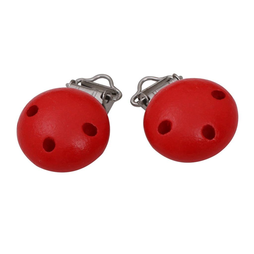 15pcs Round Holes Wooden Dummy Pacifier Clip for Infant Baby Red