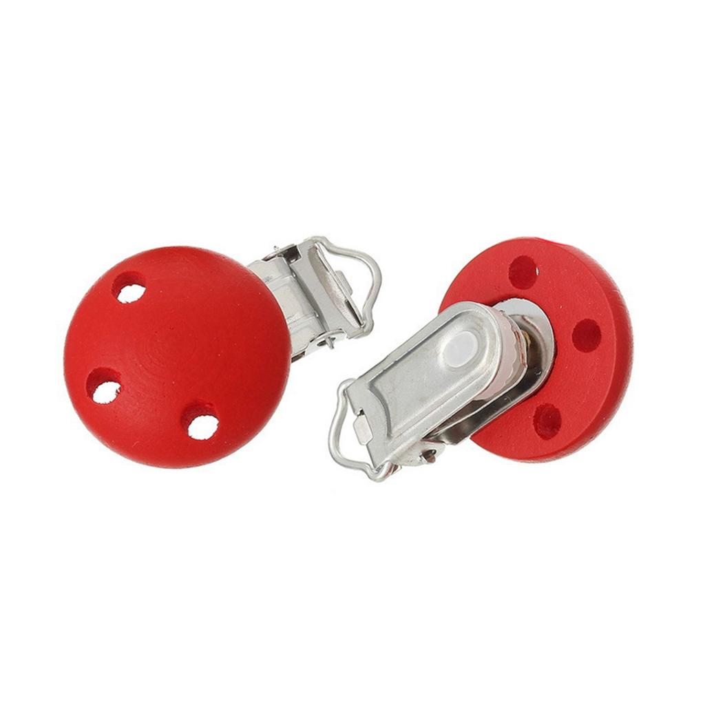 15pcs Round Holes Wooden Dummy Pacifier Clip for Infant Baby Red