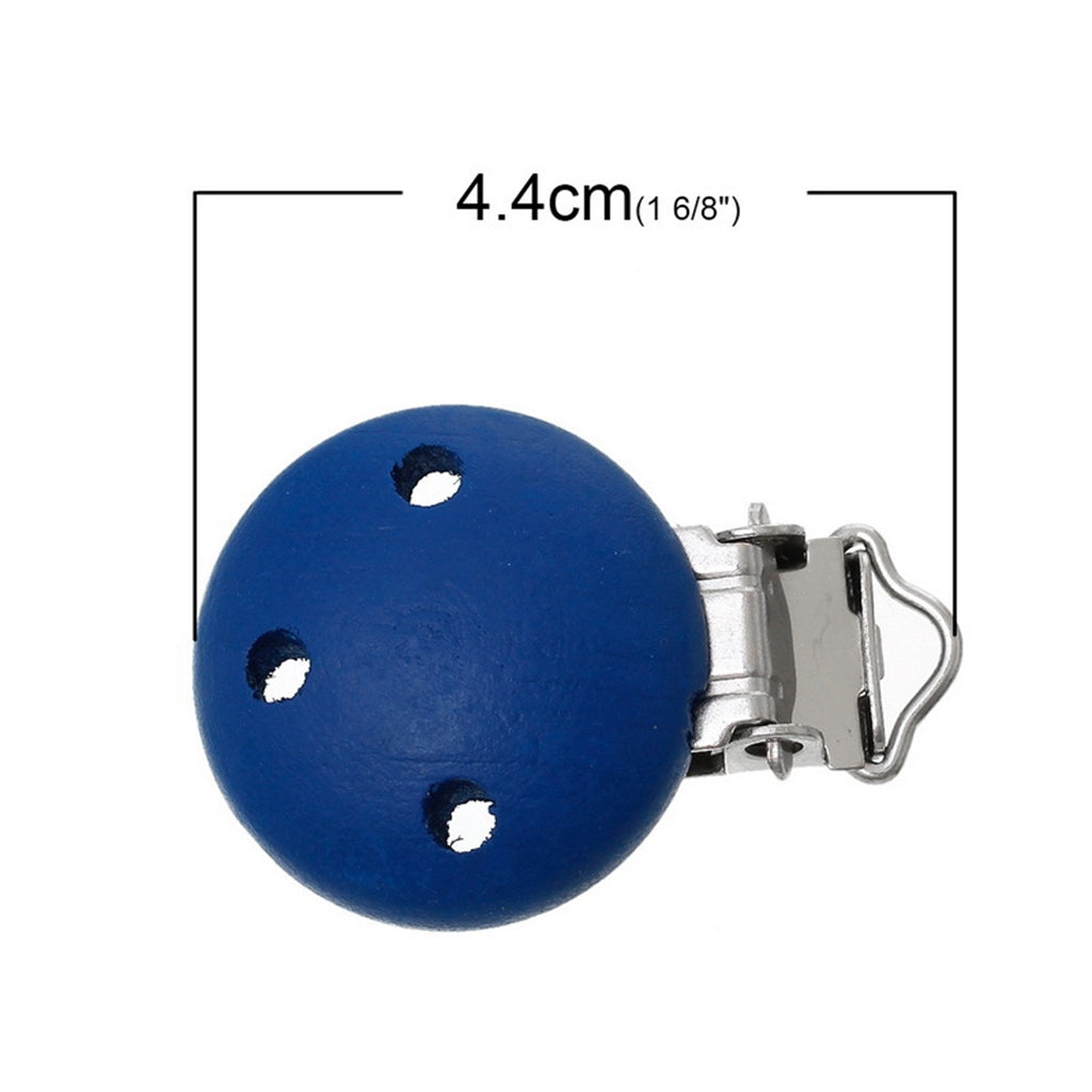 15pcs Round Holes Wooden Dummy Pacifier Clip for Infant Baby Deep Blue