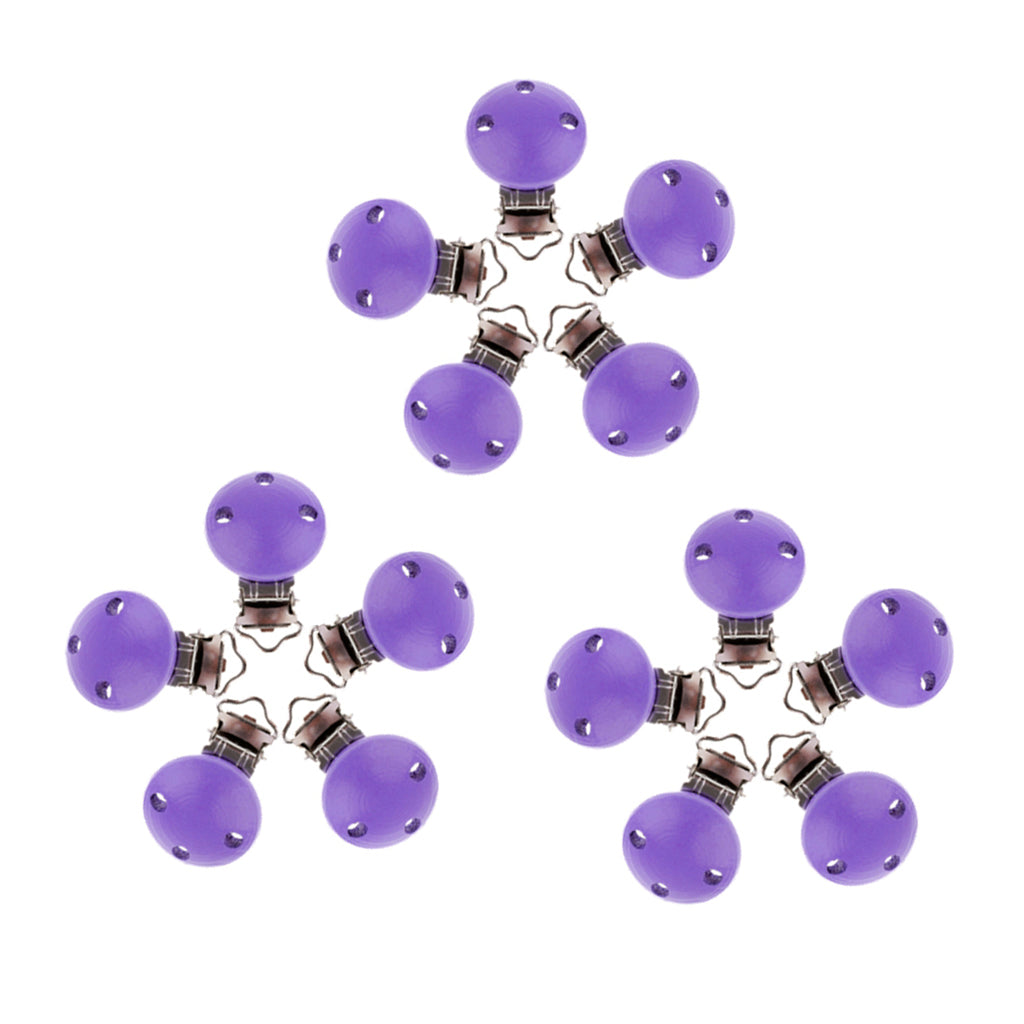 15pcs Round Holes Wooden Dummy Pacifier Clip for Infant Baby Purple