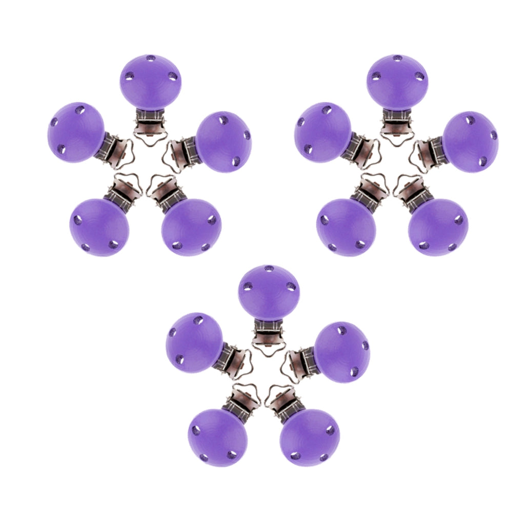 15pcs Round Holes Wooden Dummy Pacifier Clip for Infant Baby Purple