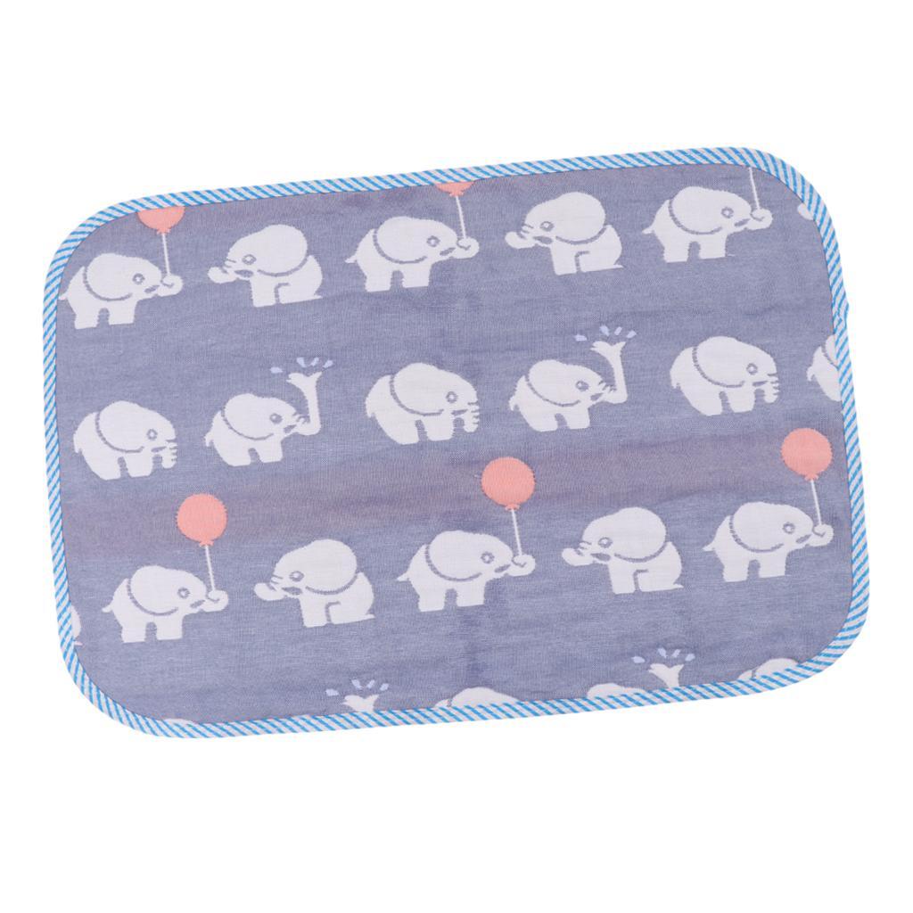 Baby Six-Layer Gauze Padding Mattress Changing Diaper Pad  Blue elephant  30x45cm