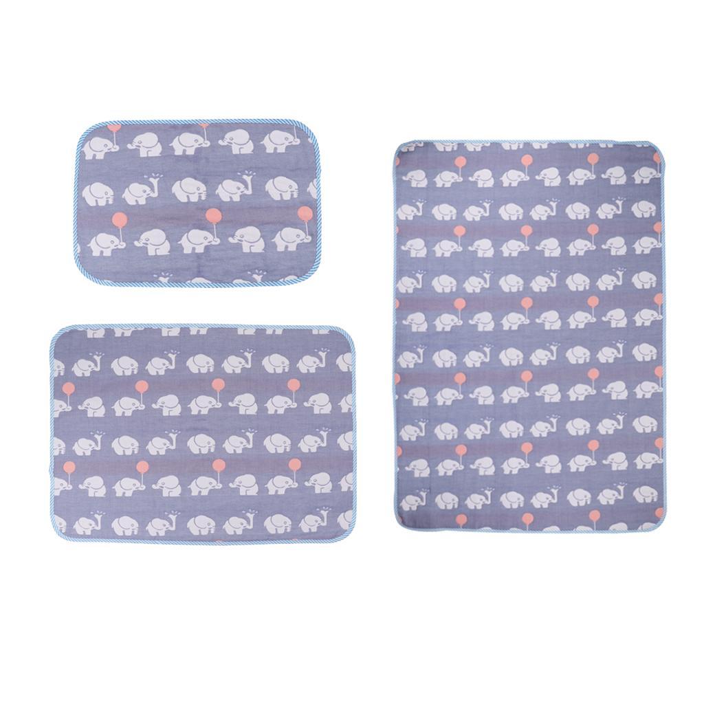 Baby Six-Layer Gauze Padding Mattress Changing Diaper Pad  Blue elephant  30x45cm
