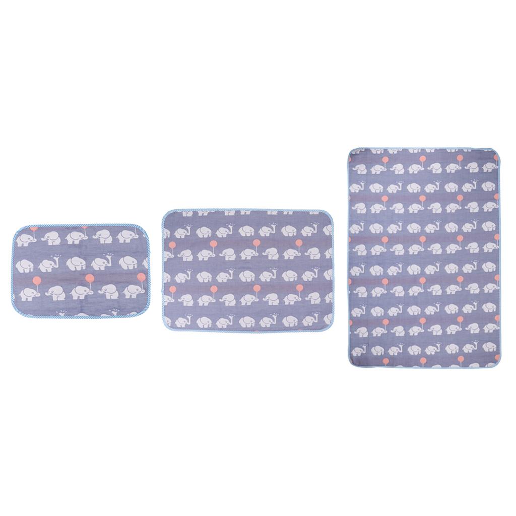 Baby Six-Layer Gauze Padding Mattress Changing Diaper Pad  Blue elephant  30x45cm