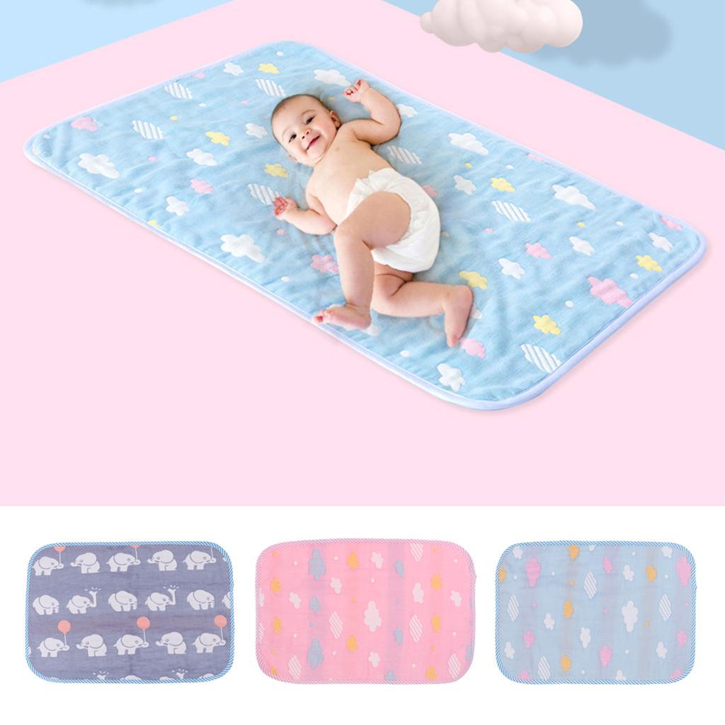 Baby Six-Layer Gauze Padding Mattress Changing Diaper Pad  Blue elephant  30x45cm
