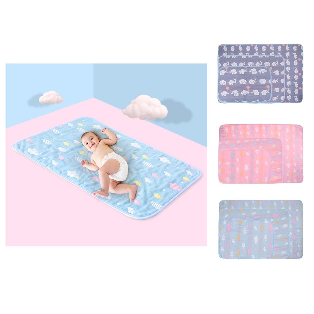 Baby Six-Layer Gauze Padding Mattress Changing Diaper Pad  Blue elephant  30x45cm