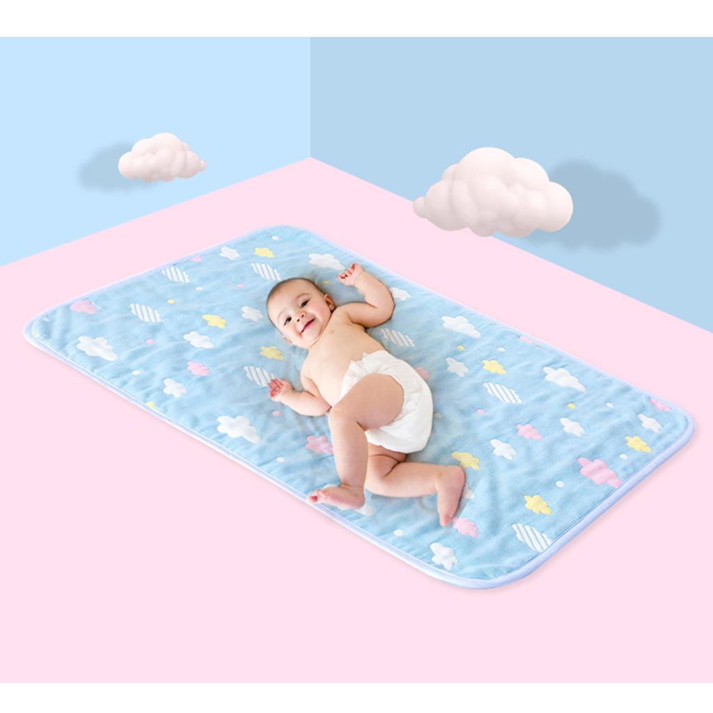 Baby Six-Layer Gauze Padding Mattress Changing Diaper Pad  Blue elephant  30x45cm