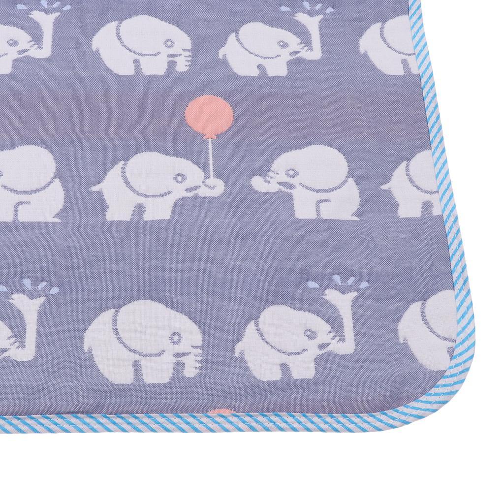 Baby Six-Layer Gauze Padding Mattress Changing Diaper Pad  Blue elephant  50x70cm