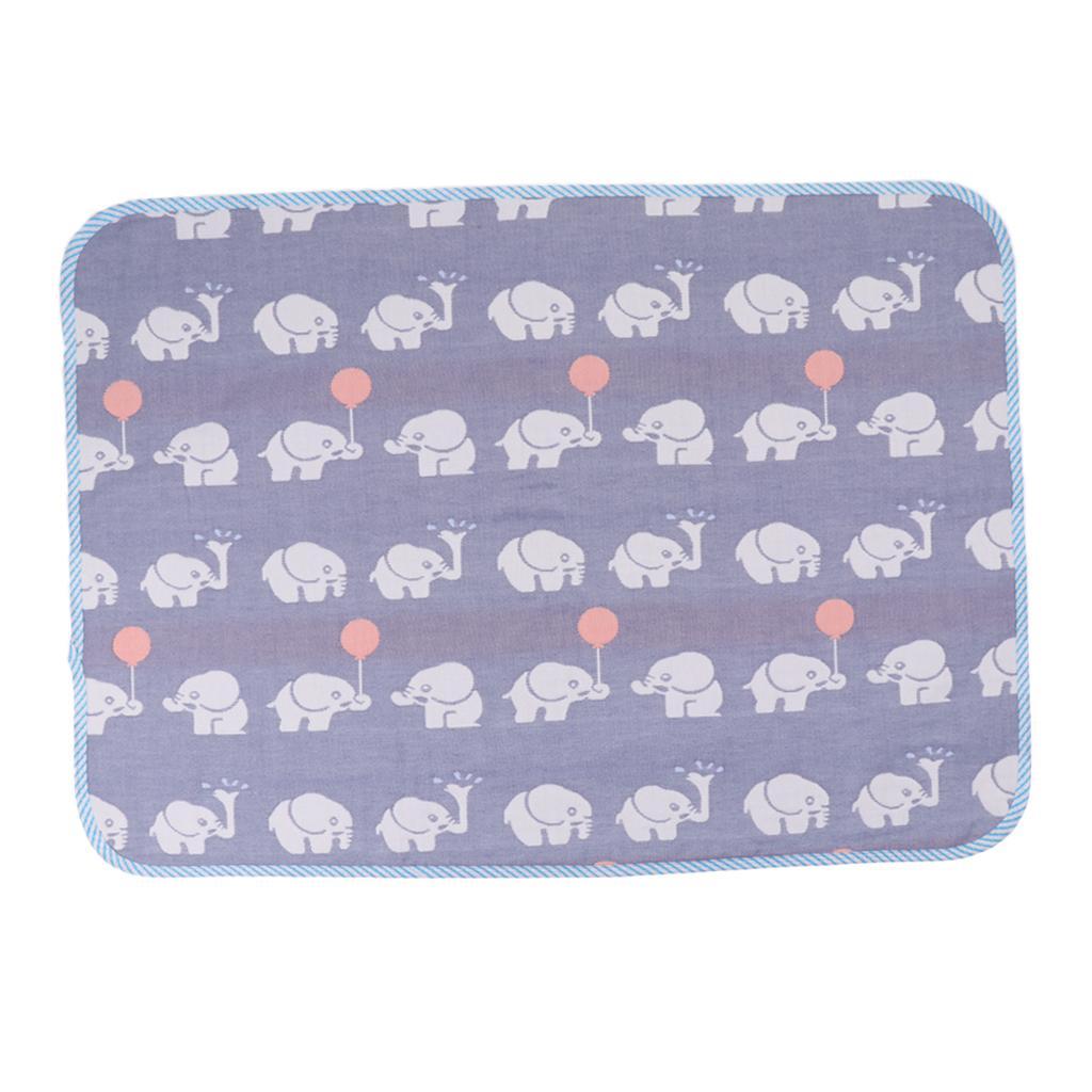 Baby Six-Layer Gauze Padding Mattress Changing Diaper Pad  Blue elephant  50x70cm