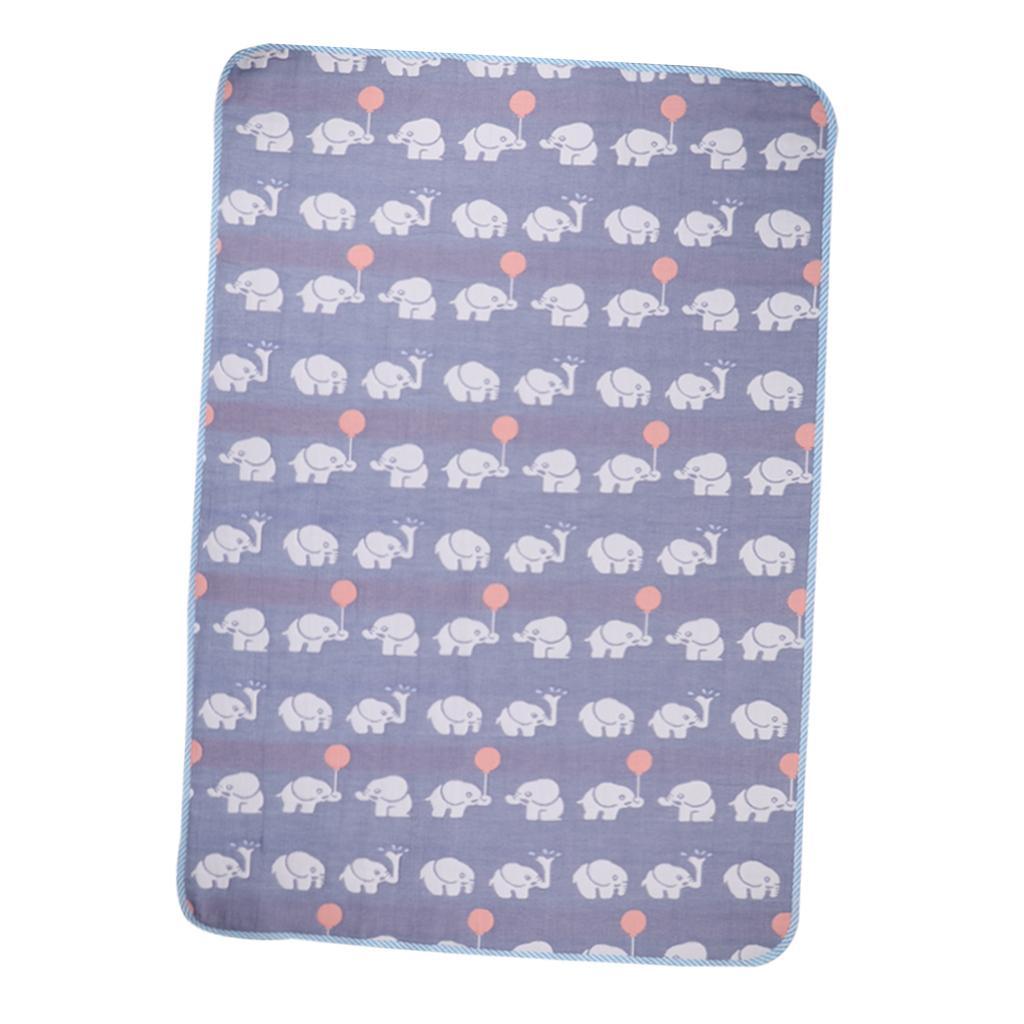 Baby Six-Layer Gauze Padding Mattress Changing Diaper Pad  Blue elephant  70x100cm
