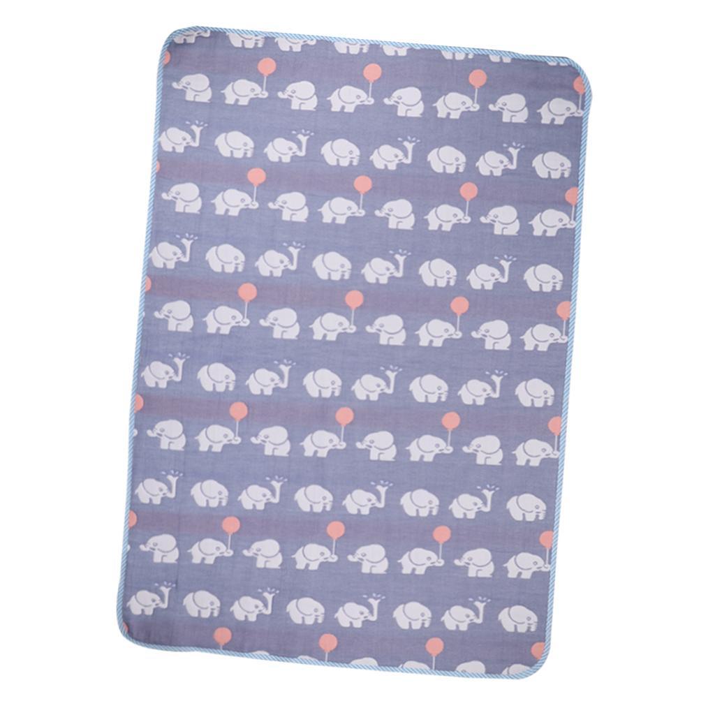 Baby Six-Layer Gauze Padding Mattress Changing Diaper Pad  Blue elephant  70x100cm