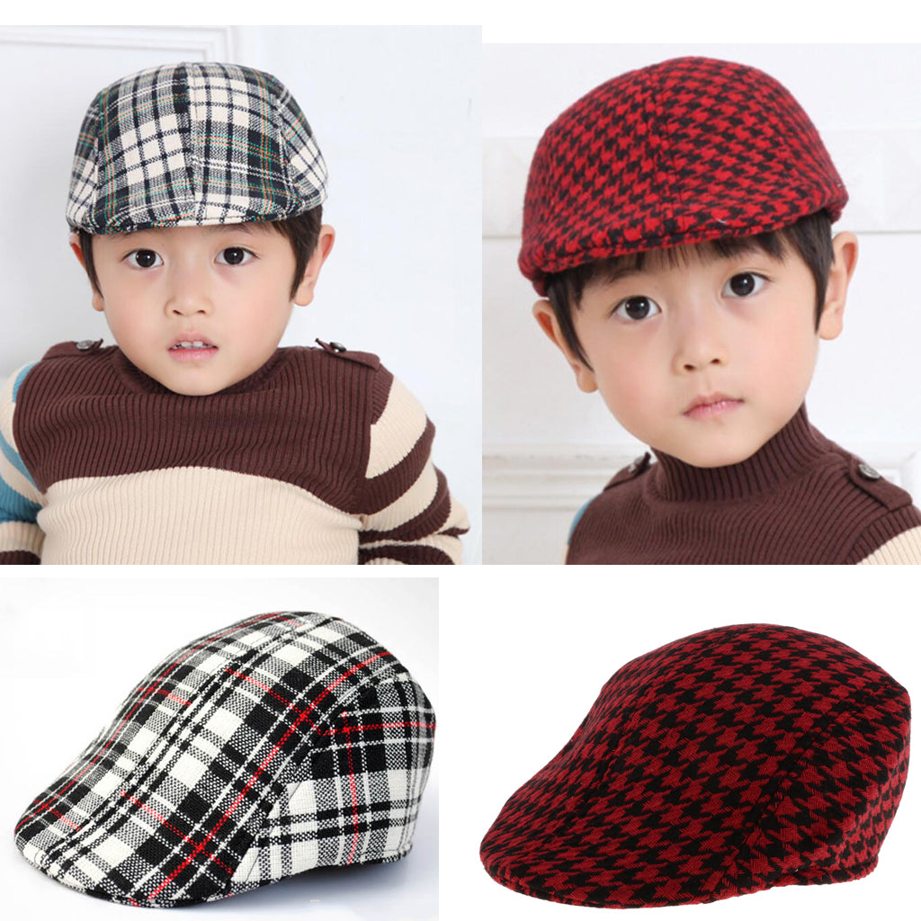 Baby Kids Cotton Flat Cap Ivy Gatsby Newsboy Hat Red