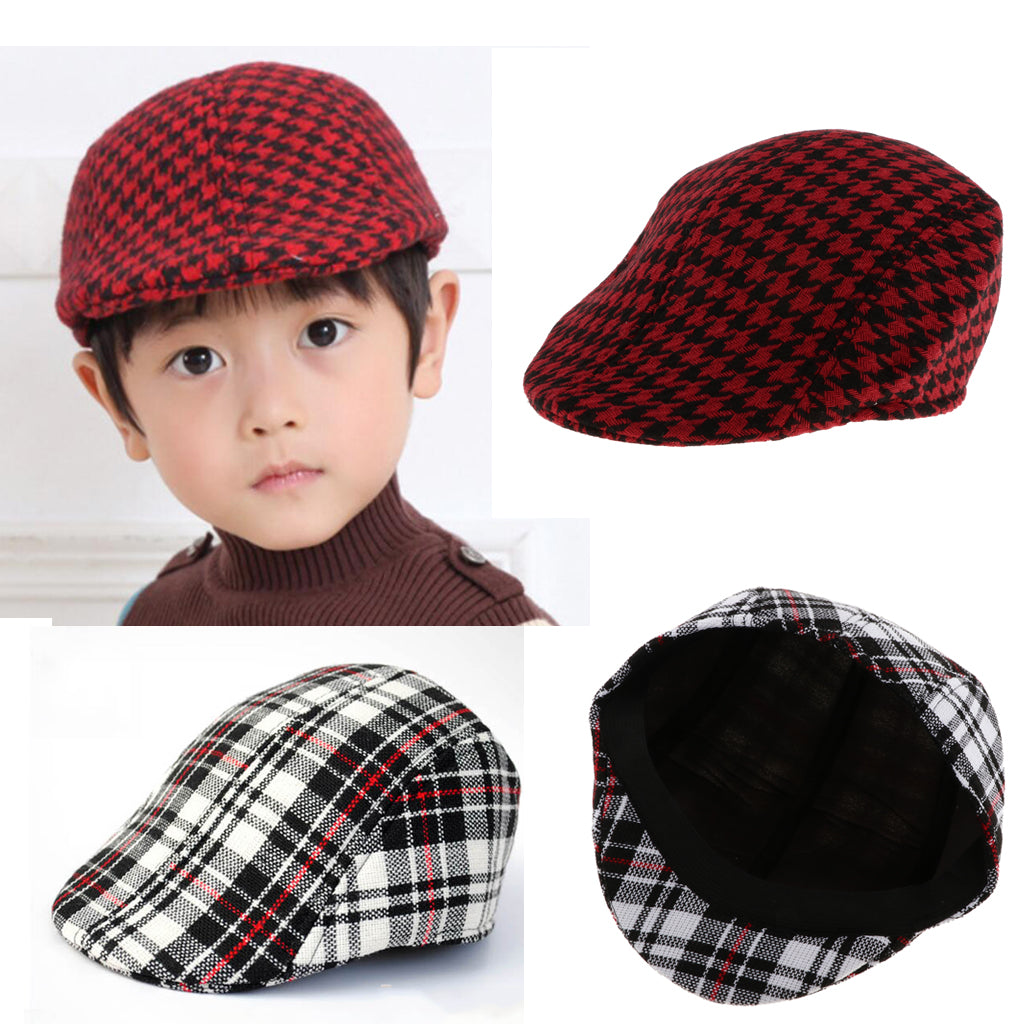 Baby Kids Cotton Flat Cap Ivy Gatsby Newsboy Hat Red