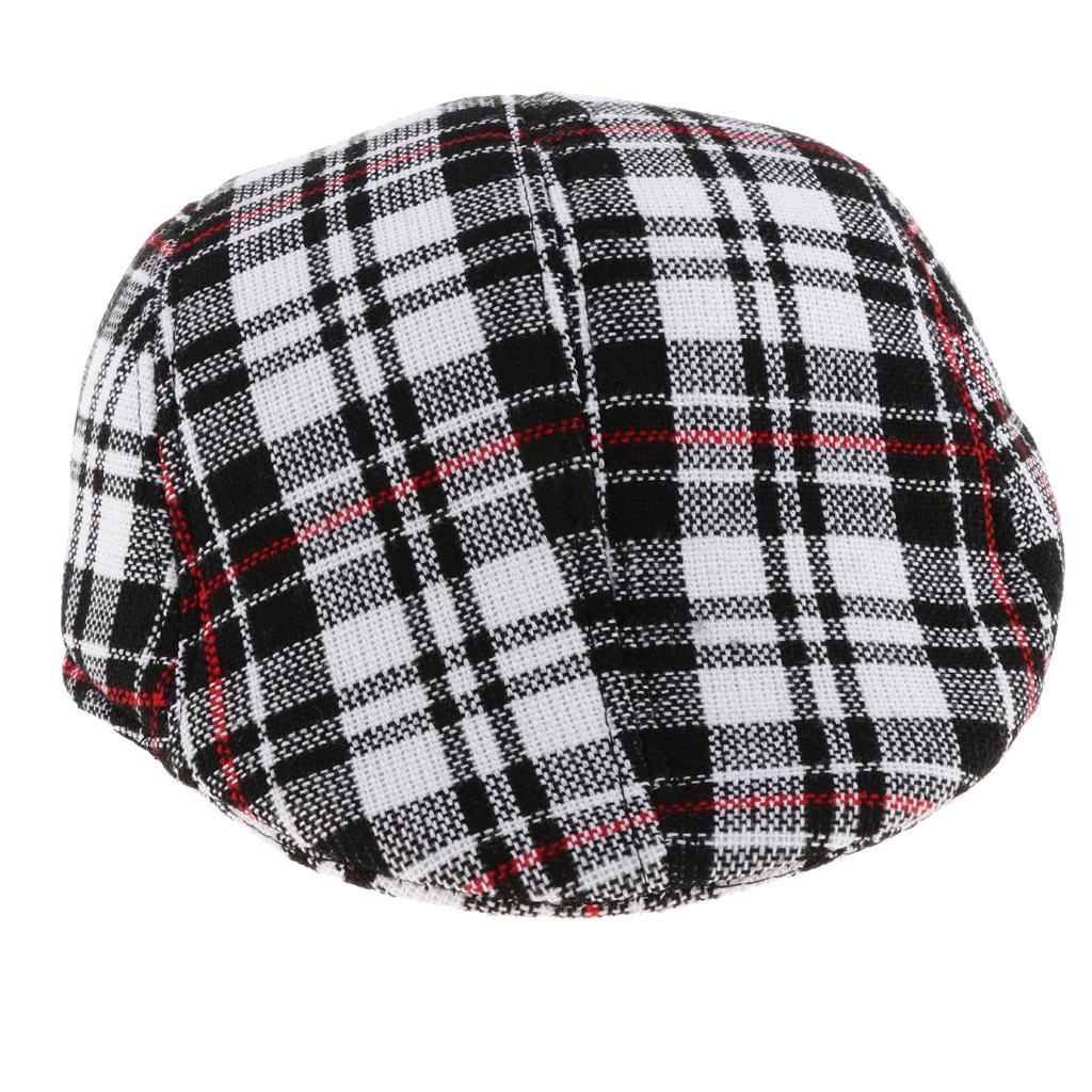 Baby Kids Cotton Flat Cap Ivy Gatsby Newsboy Hat Black Check