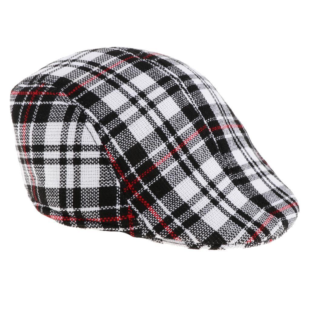 Baby Kids Cotton Flat Cap Ivy Gatsby Newsboy Hat Black Check