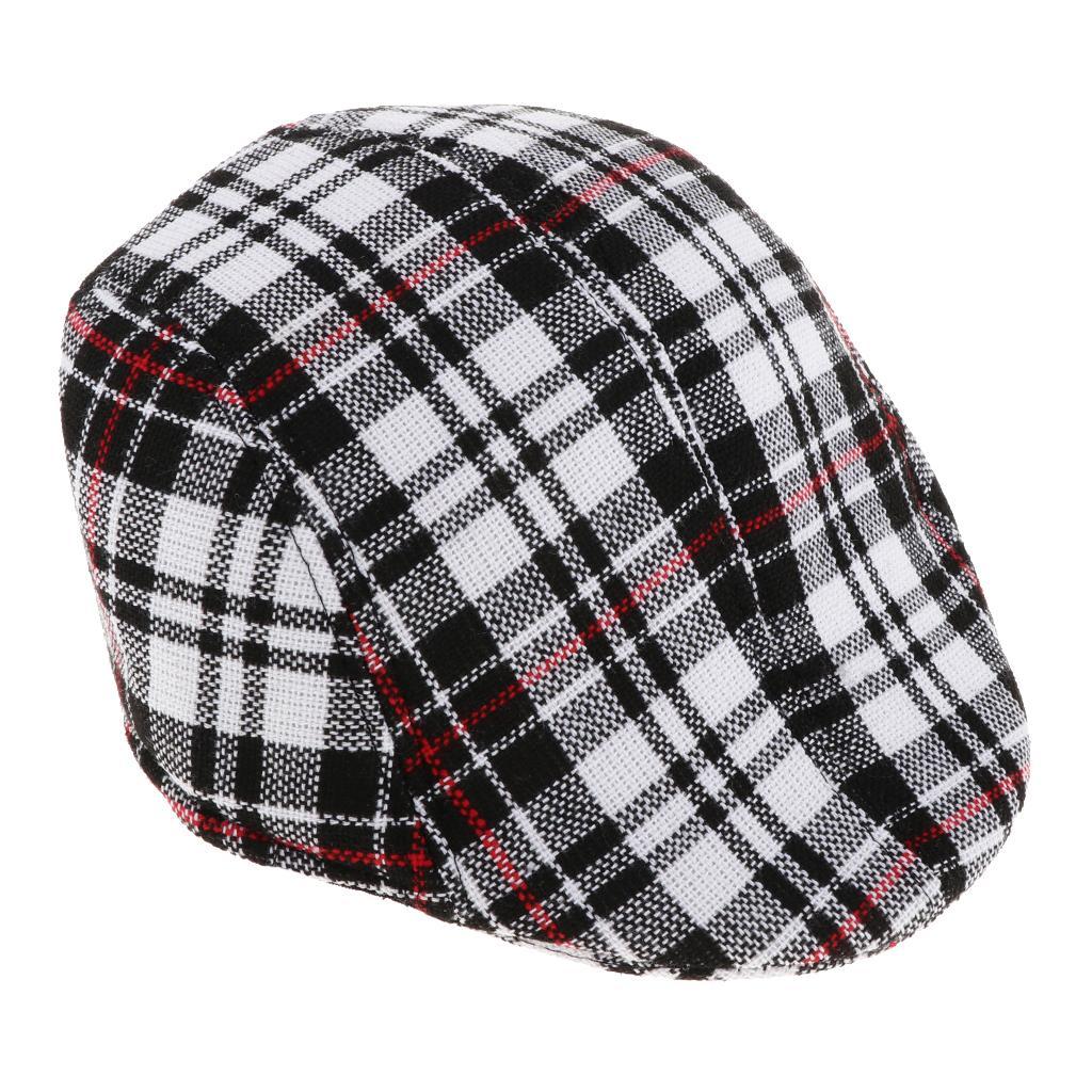 Baby Kids Cotton Flat Cap Ivy Gatsby Newsboy Hat Black Check