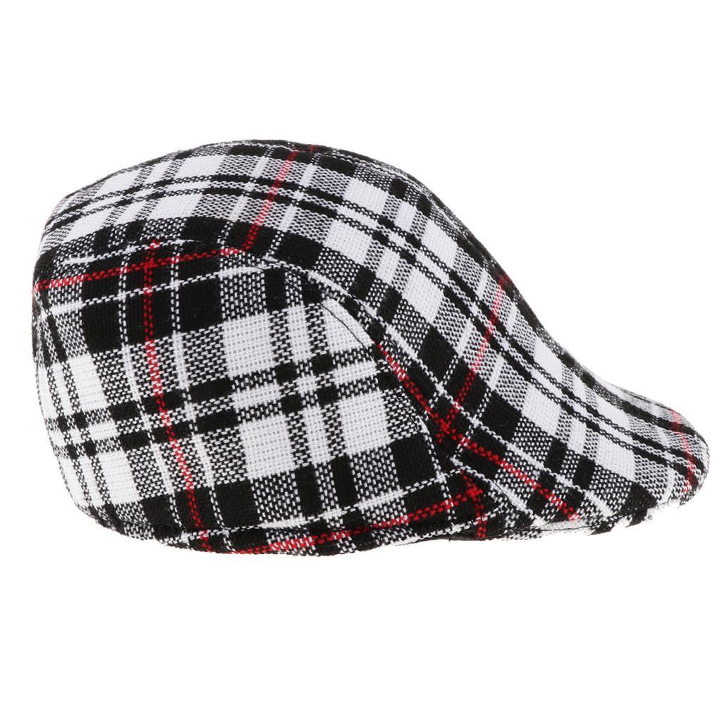 Baby Kids Cotton Flat Cap Ivy Gatsby Newsboy Hat Black Check