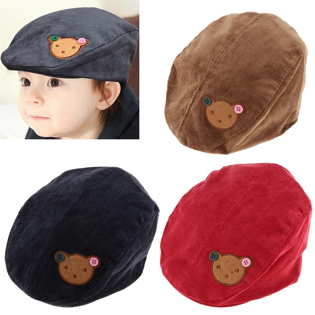 Toddler Kids Baby Boys Girls Beret Cap Fashion Cartoon Bear Hat Navy blue