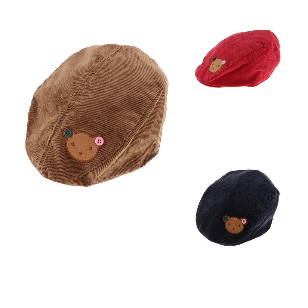 Toddler Kids Baby Boys Girls Beret Cap Fashion Cartoon Bear Hat Navy blue