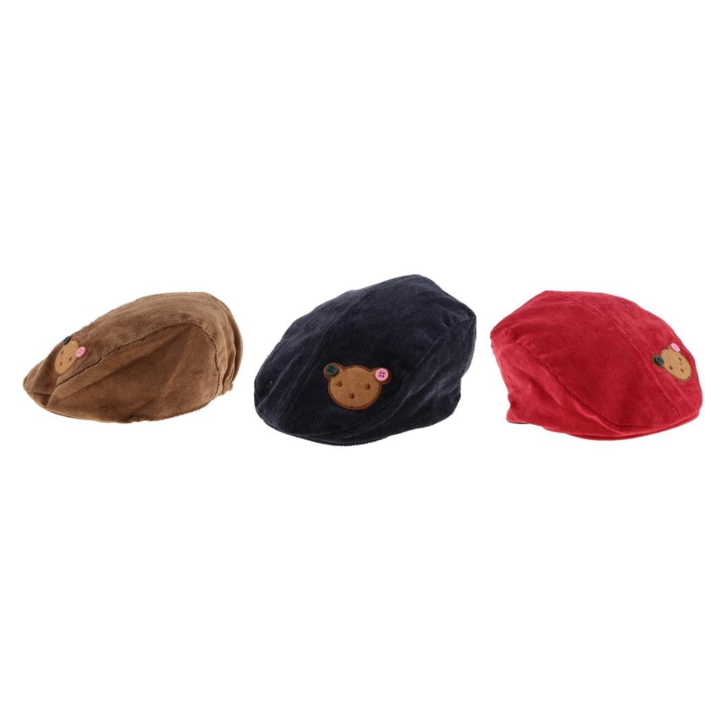 Toddler Kids Baby Boys Girls Beret Cap Fashion Cartoon Bear Hat Navy blue