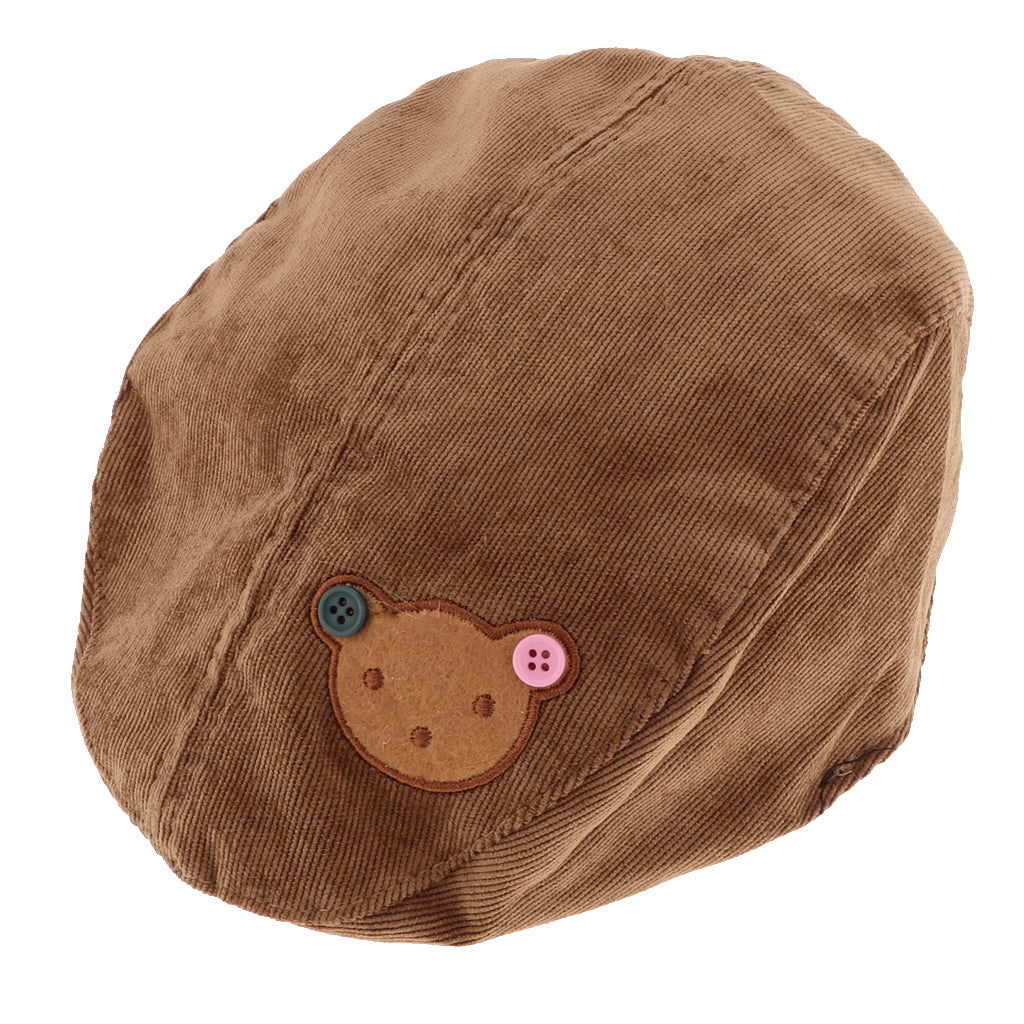 Toddler Kids Baby Boys Girls Beret Cap Fashion Cartoon Bear Hat Brown