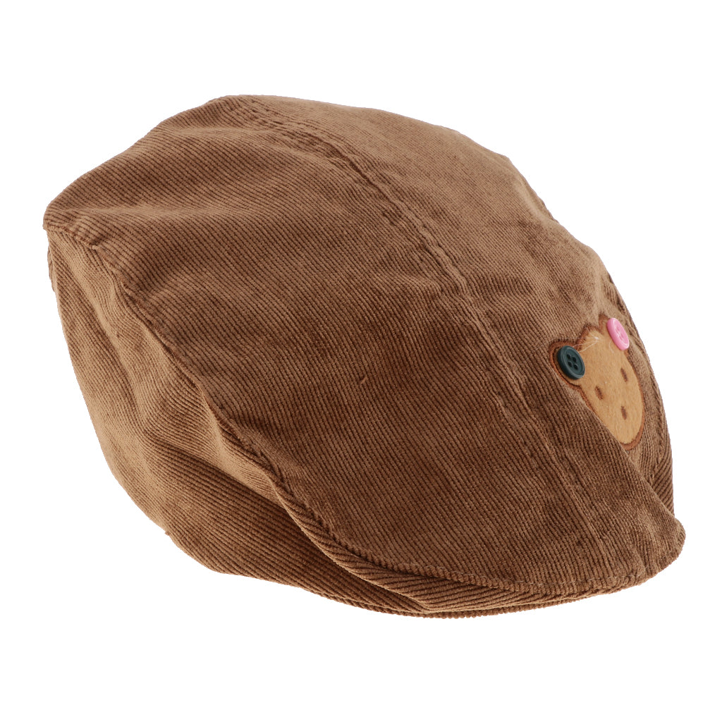 Toddler Kids Baby Boys Girls Beret Cap Fashion Cartoon Bear Hat Brown