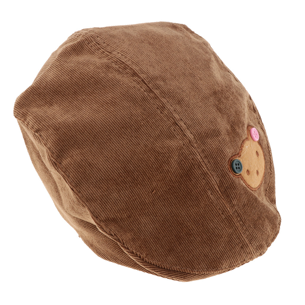 Toddler Kids Baby Boys Girls Beret Cap Fashion Cartoon Bear Hat Brown