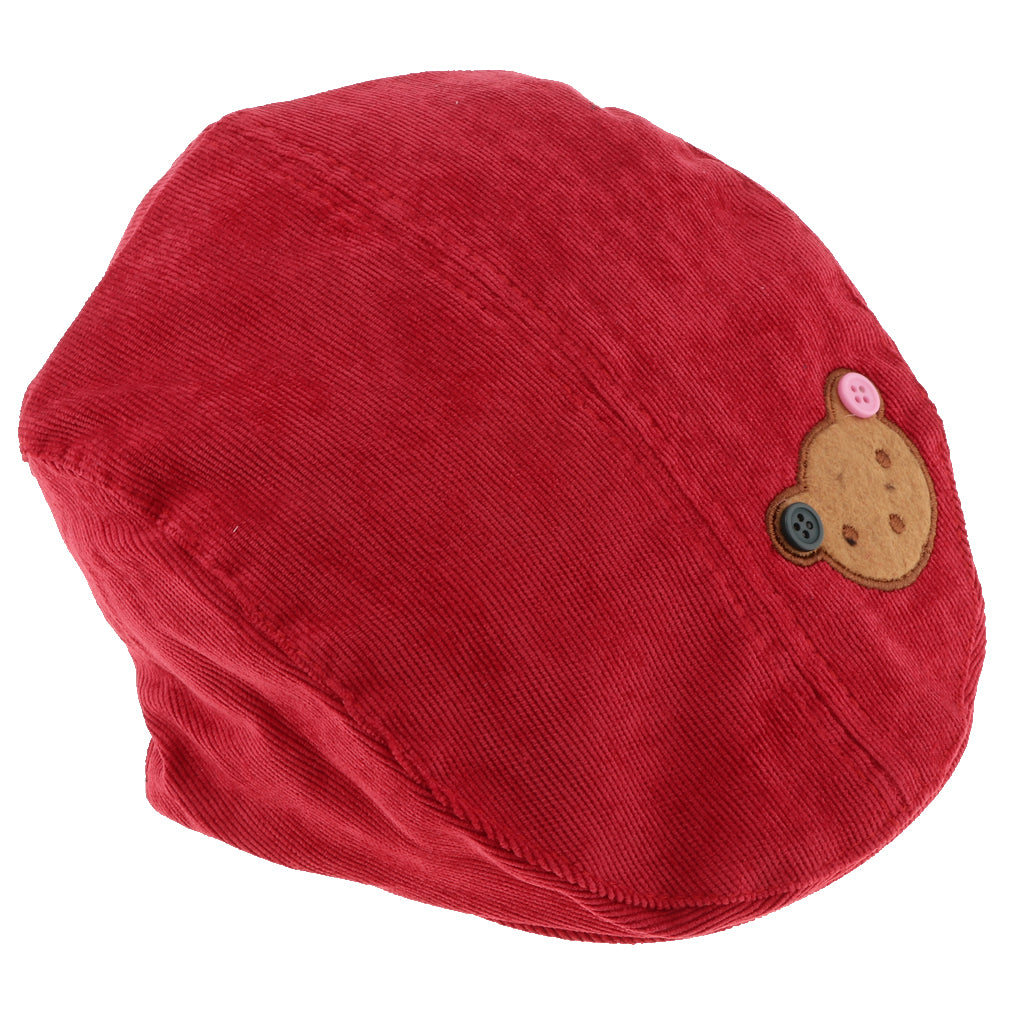 Toddler Kids Baby Boys Girls Beret Cap Fashion Cartoon Bear Hat Red