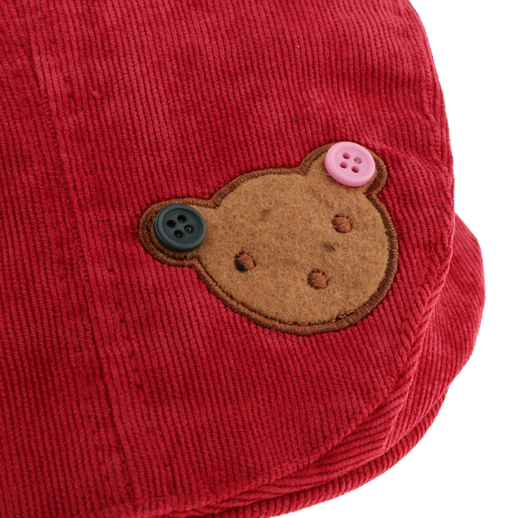 Toddler Kids Baby Boys Girls Beret Cap Fashion Cartoon Bear Hat Red