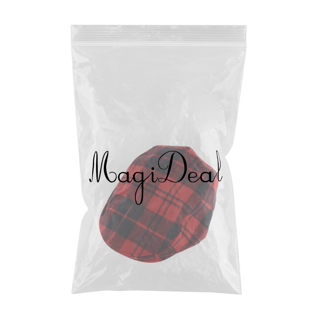 Kids Beret Retro Plaid Hat for Baby Children's Cap  Red