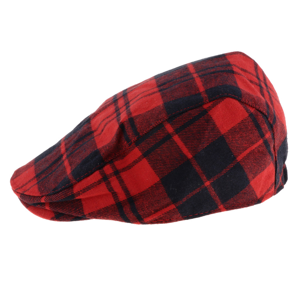 Kids Beret Retro Plaid Hat for Baby Children's Cap  Red