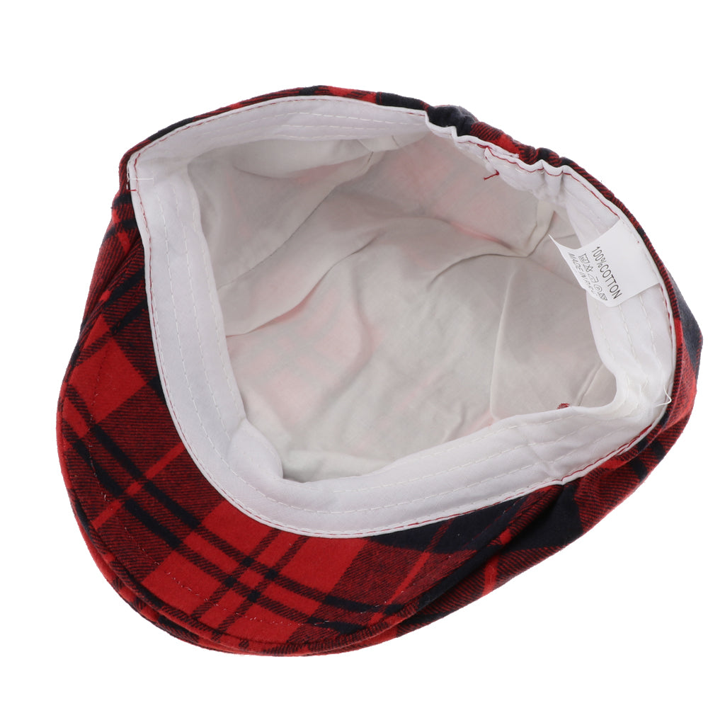 Kids Beret Retro Plaid Hat for Baby Children's Cap  Red