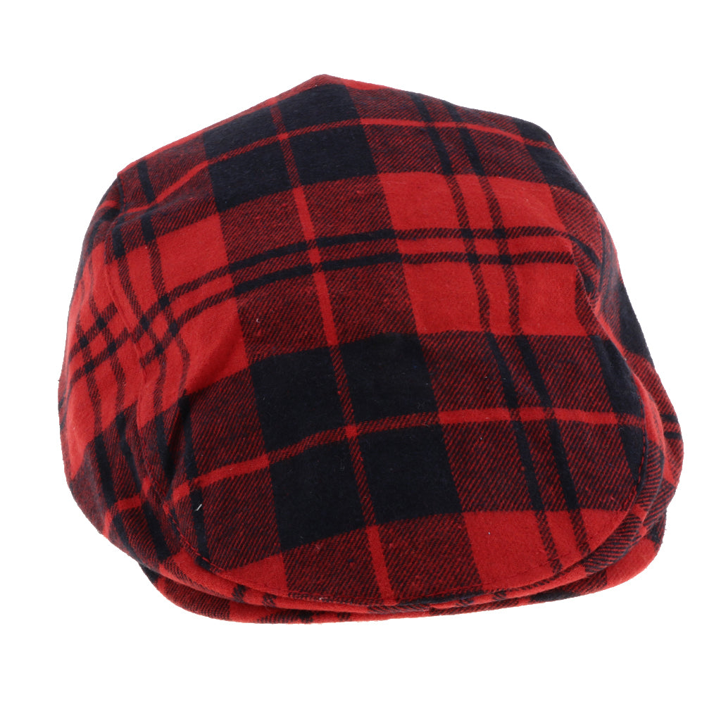 Kids Beret Retro Plaid Hat for Baby Children's Cap  Red