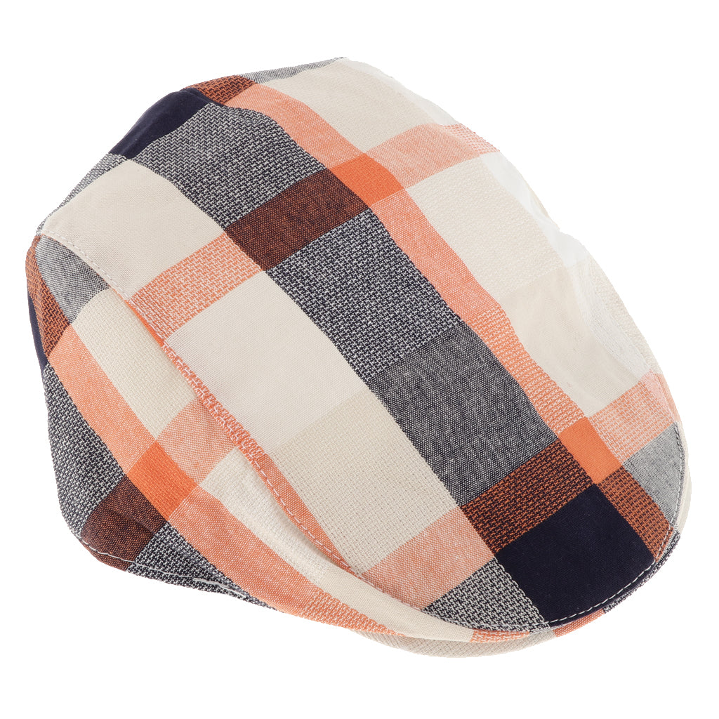Children's Beret Retro Plaid Hat for Baby Children's Cap Orange plaid