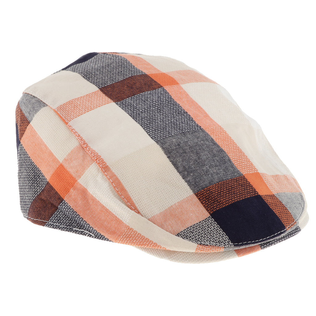 Children's Beret Retro Plaid Hat for Baby Children's Cap Orange plaid