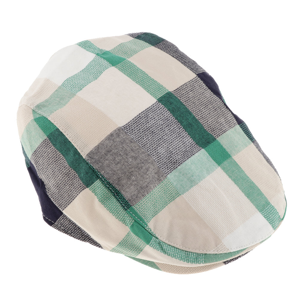 Children's Beret Retro Plaid Hat for Baby Children's Cap Green plaid