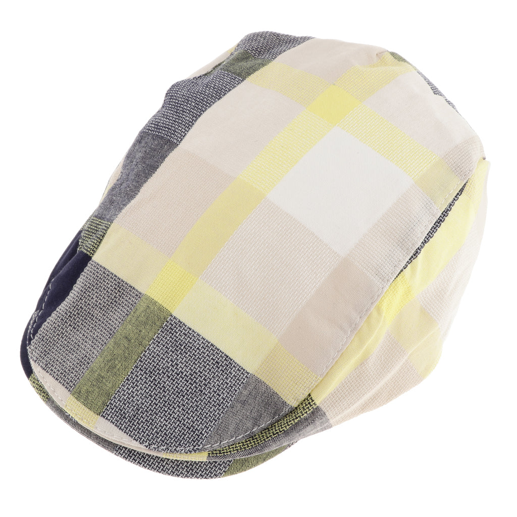 Children's Beret Retro Plaid Hat for Baby Children's Cap Yellow plaid