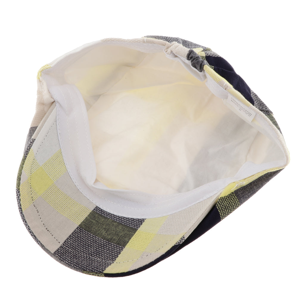 Children's Beret Retro Plaid Hat for Baby Children's Cap Yellow plaid