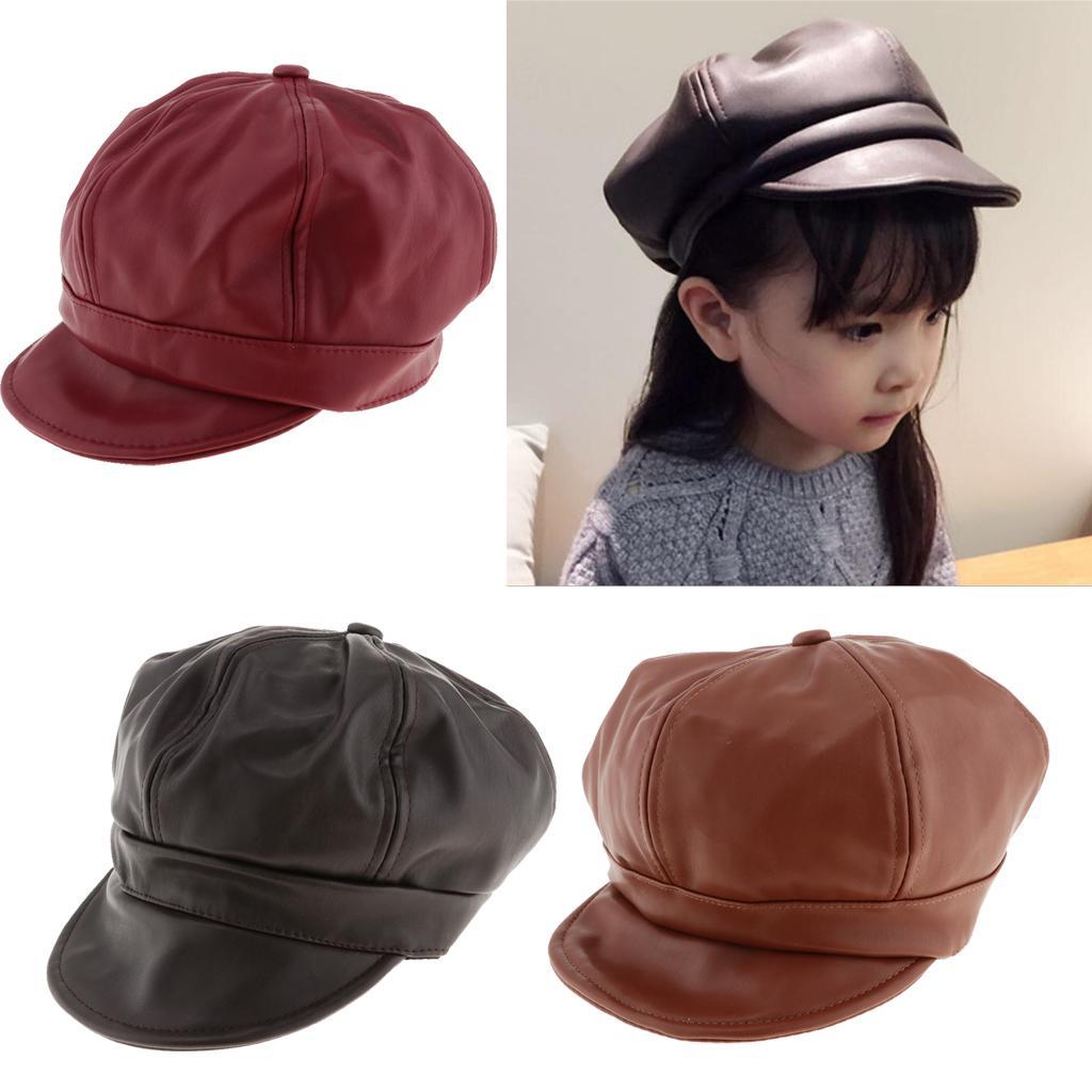 Baby Boy Girls Hats Soft Pu Sunhat Baseball Cap Sun Hat Beret Camel