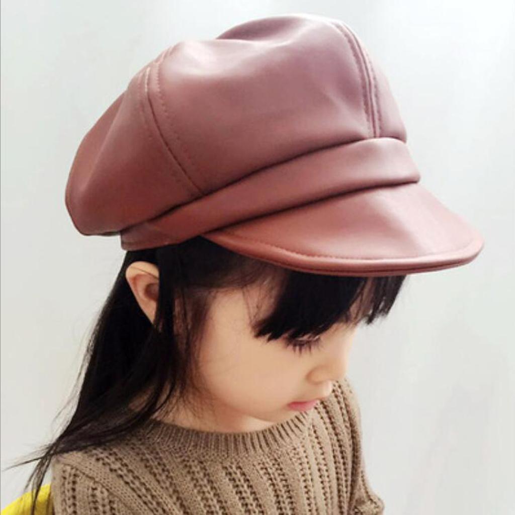 Baby Boy Girls Hats Soft Pu Sunhat Baseball Cap Sun Hat Beret Camel