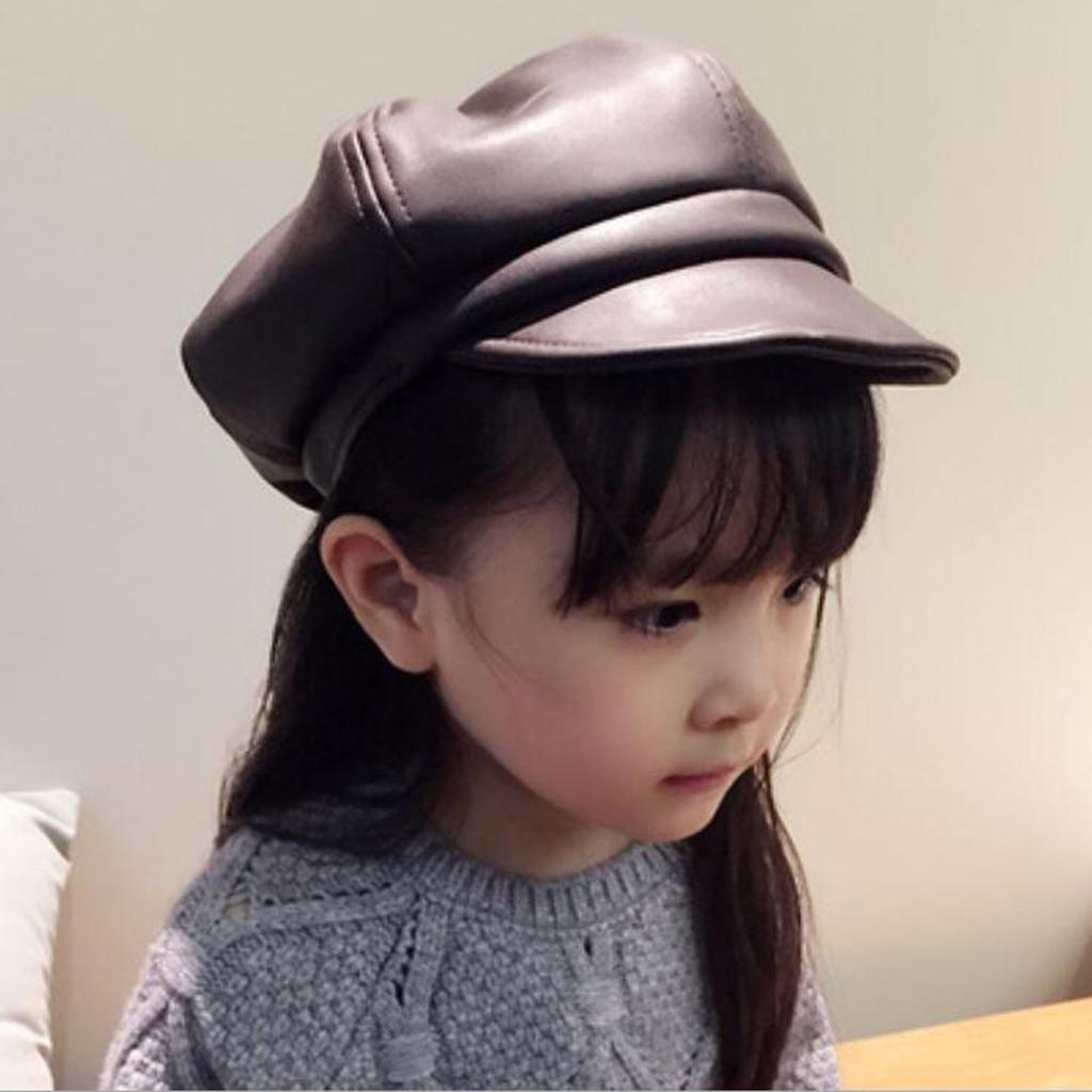 Baby Boy Girls Hats Soft Pu Sunhat Baseball Cap Sun Hat Beret Dark Coffee